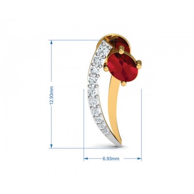 Tory Ruby & Diamond Earring in Gold